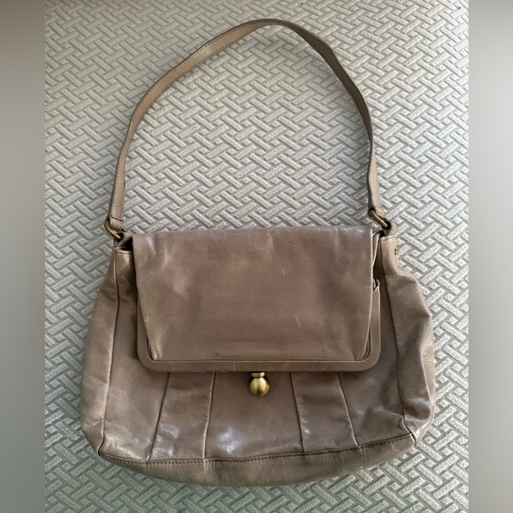 HOBO International Gray leather fold over kiss lock bag - Picture 1 of 5